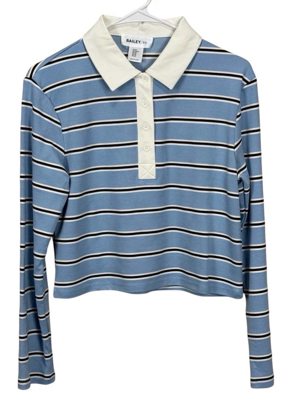 BAILEY/44 Striped Collared Long Sleeve in Blue & White Size Medium